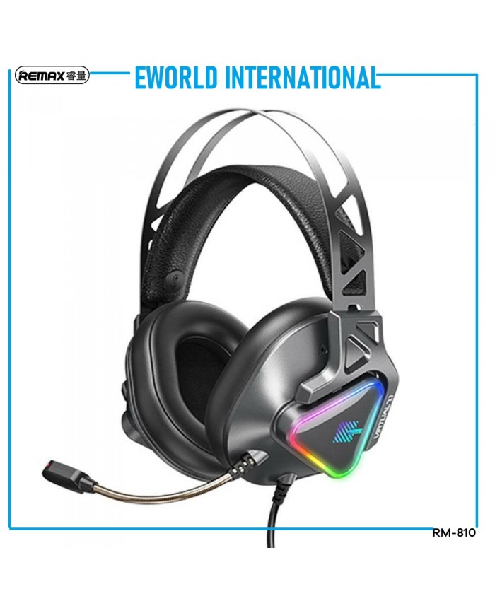 Remax RM-810 WarGod Series HD Gaming Stereo Sound Gaming Headphones with Microphone Soft Leather Earmuffs Low Latency